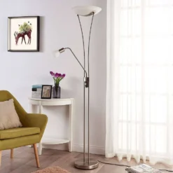 Felicia Lámpara De Pie Nickel/White - Lindby -Mejor Iluminación Tienda 42510965325933