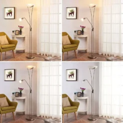 Felicia Lámpara De Pie Nickel/White - Lindby -Mejor Iluminación Tienda 42510965325935