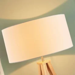 Mya Lámpara De Pie White/wood - Lindby -Mejor Iluminación Tienda 42510965332795