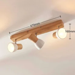 Thorin 3 Lámpara De Techo Wood/White - Lindby -Mejor Iluminación Tienda 42510965357543