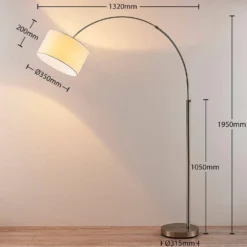 Railyn Lámpara De Pie Cream/Nickel - Lindby -Mejor Iluminación Tienda 42510965449304