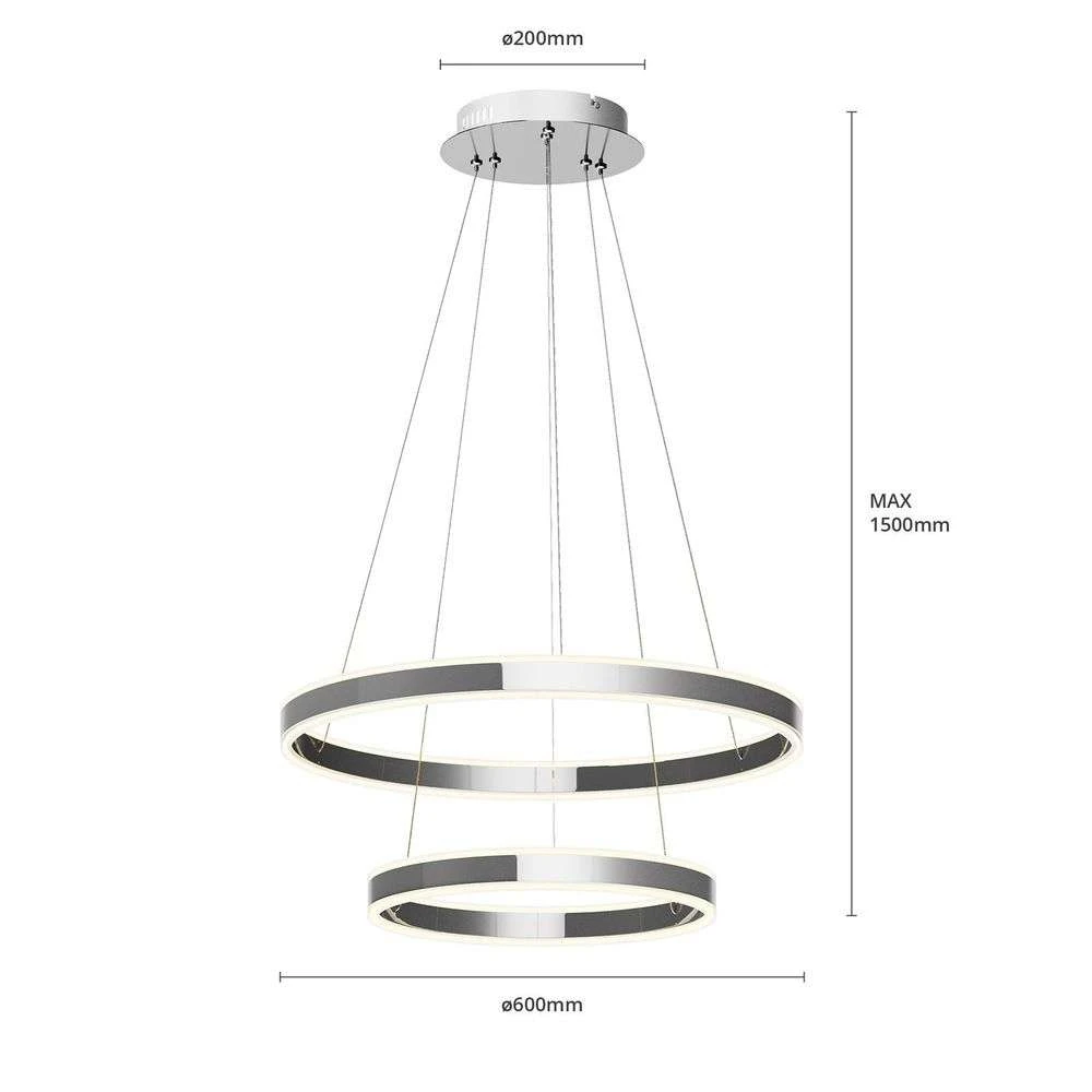 Lyani 2 Lámpara Colgante Ø60 Chrome/White - Lucande 6 Lyani 2 Lámpara Colgante Ø60 Chrome/White - Lucande - Imagen 6