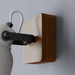 Mirka Aplique De Pared Grey/Dark Wood - Lindby -Mejor Iluminación Tienda 42510965705194