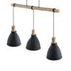 Trebale 3 Lámpara Colgante Black/Wood - Lindby