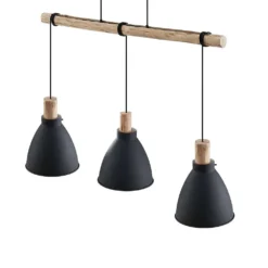 Trebale 3 Lámpara Colgante Black/Wood - Lindby