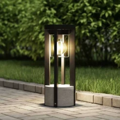 Kalisa Round Lámpara Exterior/Jardín H42 Dark Grey - Lucande -Mejor Iluminación Tienda 4251911703481lucande overa sockelleuchte rund e273