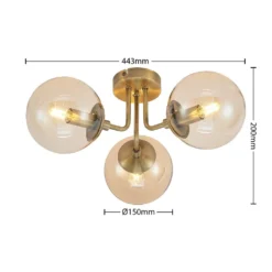 Arnella Lámpara De Techo Antique Brass/Amber - Lindby -Mejor Iluminación Tienda 42519117039623