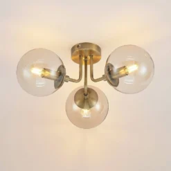 Arnella Lámpara De Techo Antique Brass/Amber - Lindby -Mejor Iluminación Tienda 42519117039624