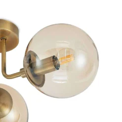 Arnella Lámpara De Techo Antique Brass/Amber - Lindby -Mejor Iluminación Tienda 42519117039626