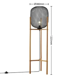 Djuna Lámpara De Pie Black/Wood - Lindby -Mejor Iluminación Tienda 42519117079153