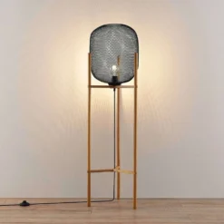 Djuna Lámpara De Pie Black/Wood - Lindby -Mejor Iluminación Tienda 42519117079154