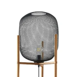 Djuna Lámpara De Pie Black/Wood - Lindby -Mejor Iluminación Tienda 42519117079155