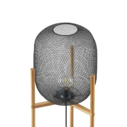 Djuna Lámpara De Pie Black/Wood - Lindby -Mejor Iluminación Tienda 42519117079156