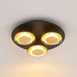 Erin 3 Round 3 Lámpara De Techo Black/Gold - Lindby -Mejor Iluminación Tienda 42519117086394