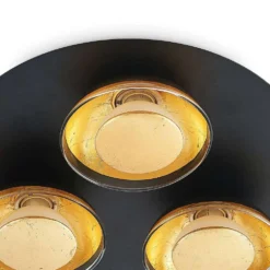 Erin 3 Round 3 Lámpara De Techo Black/Gold - Lindby -Mejor Iluminación Tienda 42519117086395