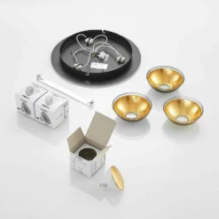 Erin 3 Round 3 Lámpara De Techo Black/Gold - Lindby -Mejor Iluminación Tienda 42519117086396