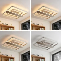 Linetti Square 70 Lámpara De Techo Nickel - Lucande -Mejor Iluminación Tienda 4251911710830 9922018 4