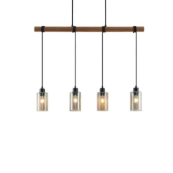 Emavi Lámpara Colgante Black/Smoke/Wood - Lindby