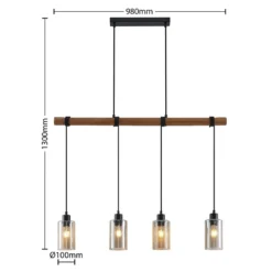 Emavi Lámpara Colgante Black/Smoke/Wood - Lindby -Mejor Iluminación Tienda 42519117115303