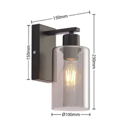 Emavi Aplique De Pared Black/Smoke - Lindby -Mejor Iluminación Tienda 42519117115783