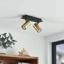 Raisan 2 Lámpara De Techo Black/Brass - Lindby -Mejor Iluminación Tienda 42519117117453