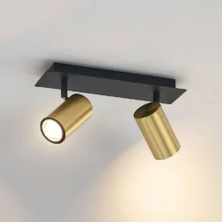 Raisan 2 Lámpara De Techo Black/Brass - Lindby -Mejor Iluminación Tienda 42519117117455