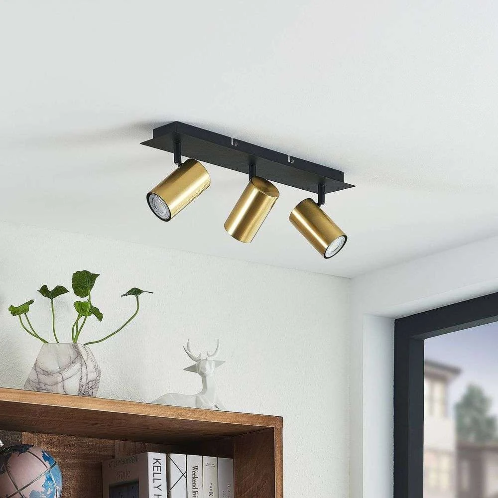 Raisan 3 Square Lámpara De Techo Black/Brass - Lindby 3 Raisan 3 Square Lámpara De Techo Black/Brass - Lindby - Imagen 3