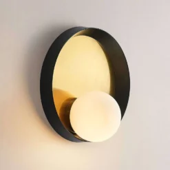 Andelina Aplique De Pared Brass/Black/Opal - Lucande -Mejor Iluminación Tienda 42519117121174