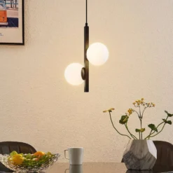 Emarin Lámpara Colgante Black/Opal - Lucande -Mejor Iluminación Tienda 42519117130533