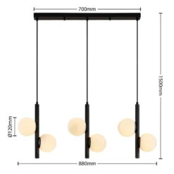 Emarin 3 Lámpara Colgante Black/Opal - Lucande -Mejor Iluminación Tienda 42519117130603