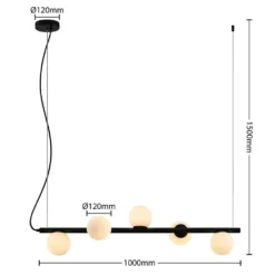 Emarin Long Lámpara Colgante Black/Opal - Lucande -Mejor Iluminación Tienda 42519117130843