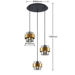 Ikibare Cluster Lámpara Colgante Black/Brass/Smoke - Lucande -Mejor Iluminación Tienda 42519117132373