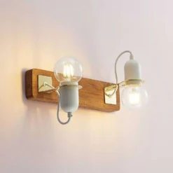 Becky Aplique De Pared Wood/White/Brass - Lucande -Mejor Iluminación Tienda 42519117136714