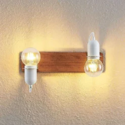 Becky Aplique De Pared Wood/White/Brass - Lucande -Mejor Iluminación Tienda 42519117136715