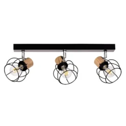 Fence 3 Lámpara De Techo Black/Chrome/Wood - Envostar -Mejor Iluminación Tienda 42519117211714