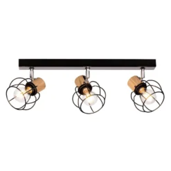 Fence 3 Lámpara De Techo Black/Chrome/Wood - Envostar -Mejor Iluminación Tienda 42519117211716