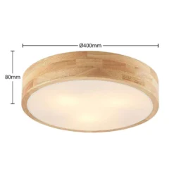 Tanju Lámpara De Techo Ø40 Wood/White - Lindby -Mejor Iluminación Tienda 42519117290473