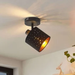 Darima 1 Lámpara De Techo Black/Gold - Lindby -Mejor Iluminación Tienda 42519117311253