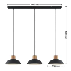 Nefeli 3 Lámpara Colgante Black/Wood - Lindby -Mejor Iluminación Tienda 4251911743531 3