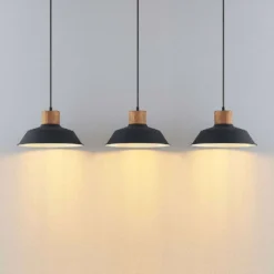 Nefeli 3 Lámpara Colgante Black/Wood - Lindby -Mejor Iluminación Tienda 4251911743531 4