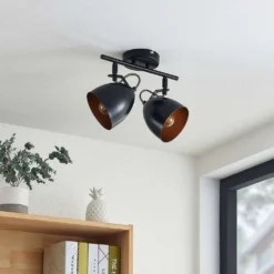 Fintja 2 Lámpara De Techo Black/Gold - Lindby -Mejor Iluminación Tienda 42519117448283