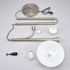 Elaina Lámpara De Pie Nickel/White - Lindby -Mejor Iluminación Tienda 62911065525226