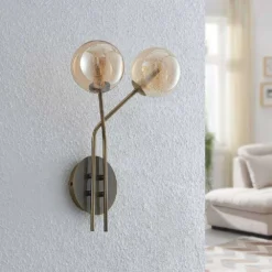 Wynina 2 Aplique De Pared Brass/Amber - Lucande -Mejor Iluminación Tienda 9627298 2